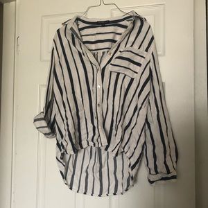 Blue and white button down shirt